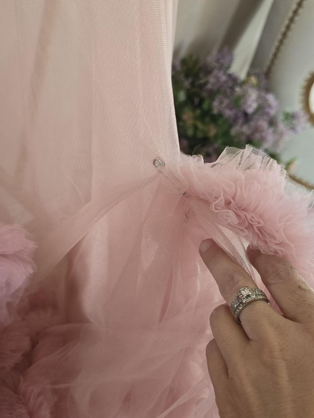 Elegant Pink Tulle Gown with Ruffled Hem-old Hollywoo Glam - Picture 10 of 11